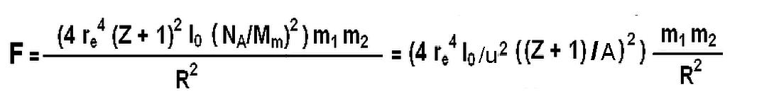 Schwerkraft Formel  mit Masse für ein Element